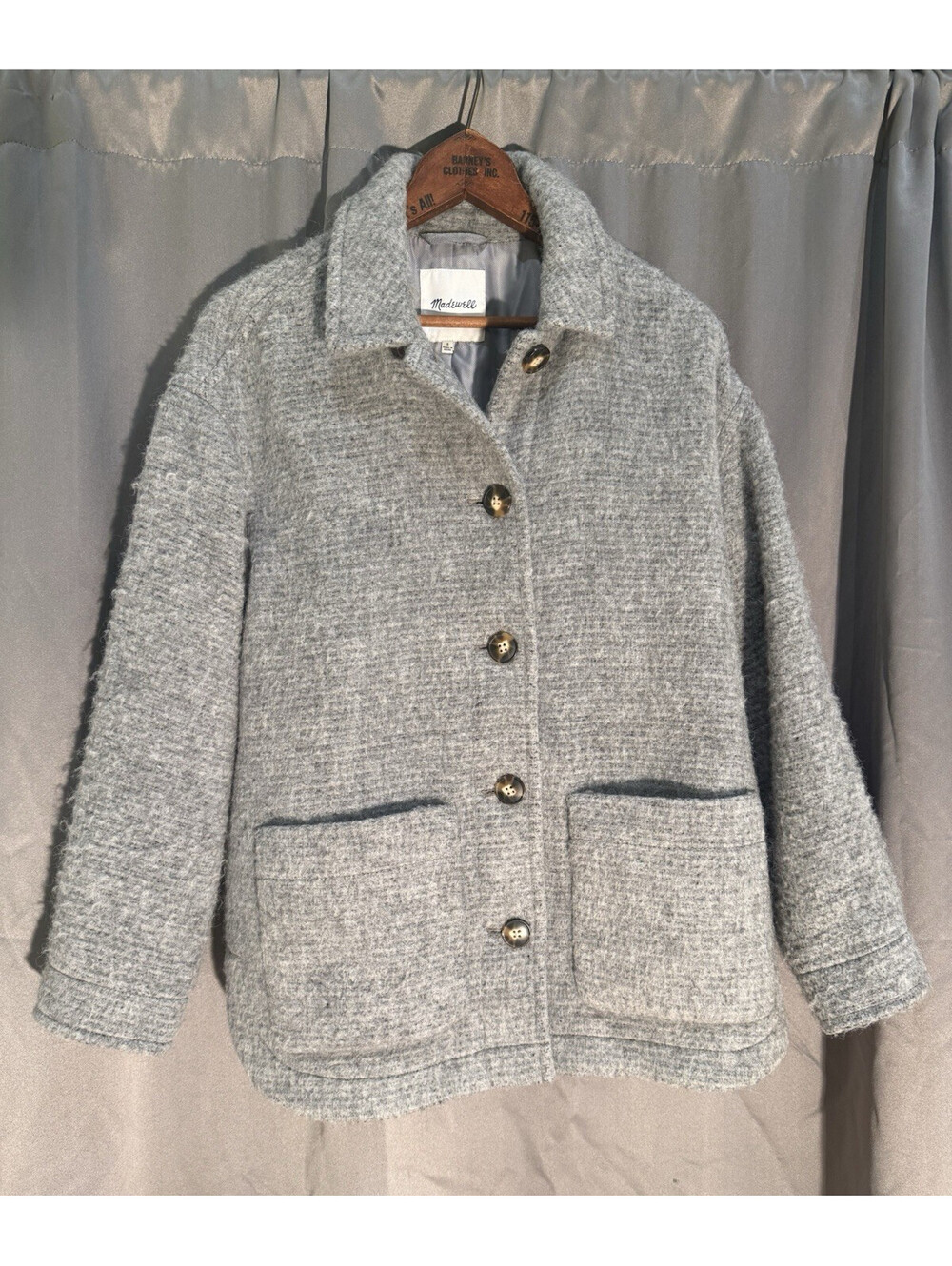 Madewell Walton Shirt-Jacket Gray Wool Blend Oversized Shacket Women's Size S